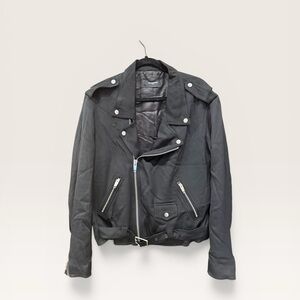 The Kooples Paris Black Moto Jacket – Women’s Lightweight Biker Style – Size L